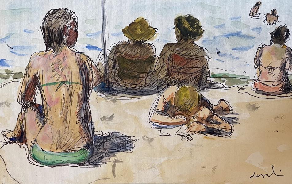 Sous le parasol, converser ou lire