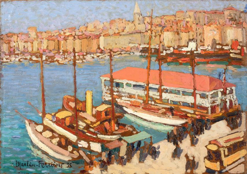 Marseille, le Vieux-Port, le club Nautique au premier plan, 1935