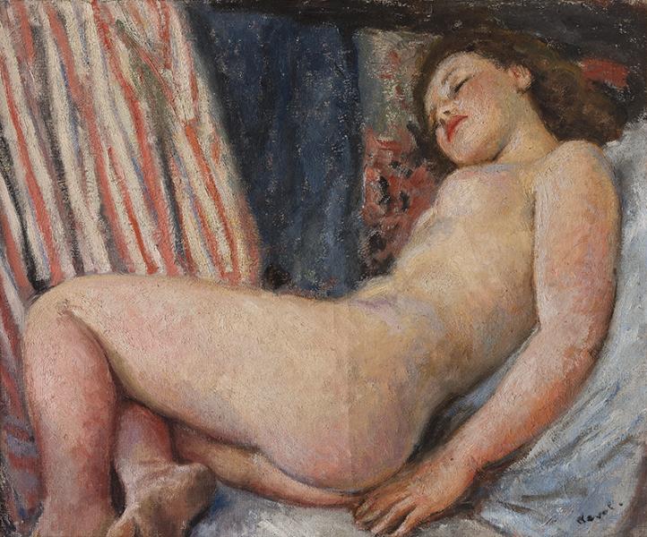 Nu endormi au coussin