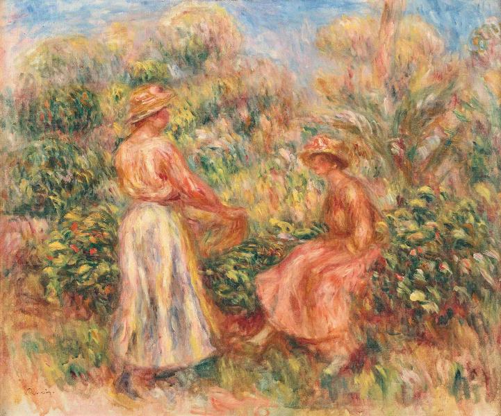 Deux femmes dans le jardin de Cagnes, vers 1918